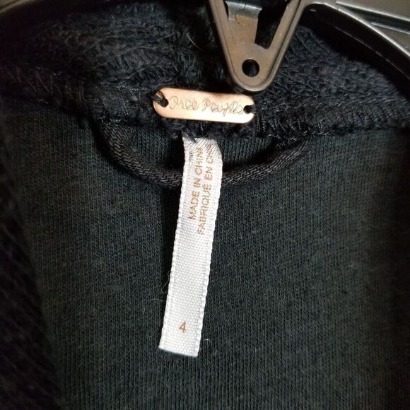 Free People Black Moto Cardi Jacket Sz 4 Waterfall Single Button Front Zip Cuffs - Picture 6 of 8